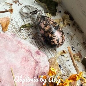 Alquimia Pink and Black Key Holder huge rhodonite